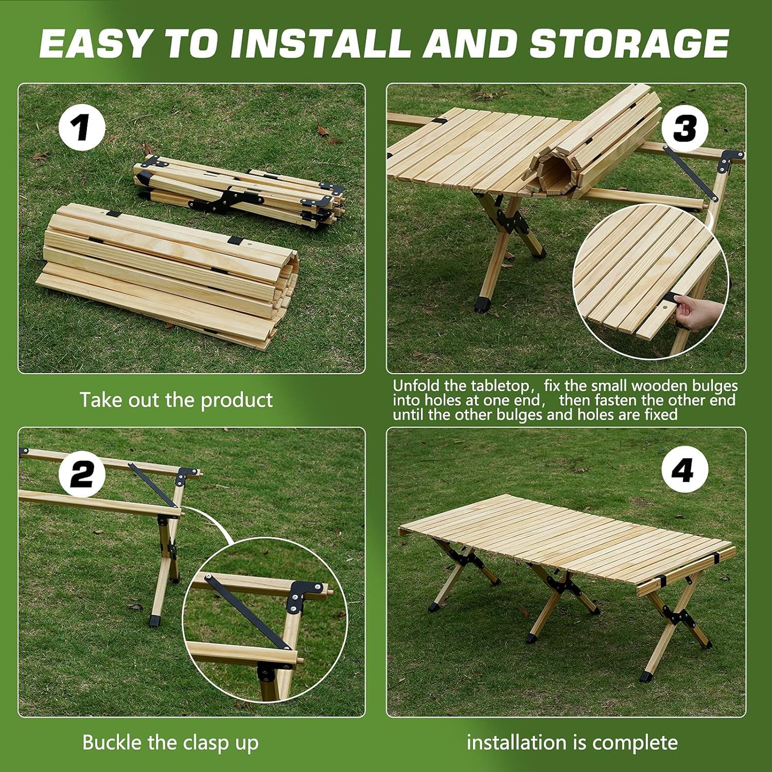 Portable Folding Wooden Camping Table with Carry Bag O176