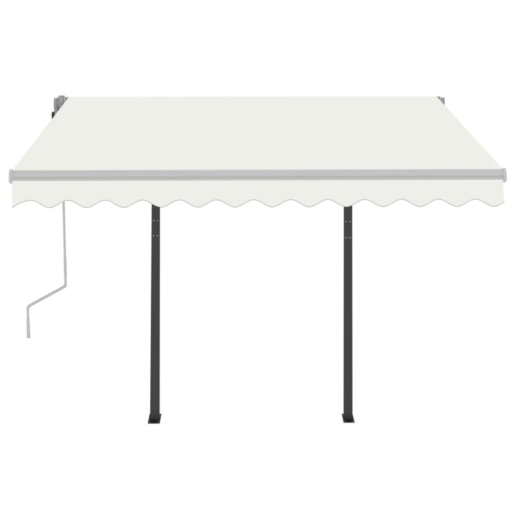 Cream Manual Retractable Awning with LED 118.1"x98.4" A6923