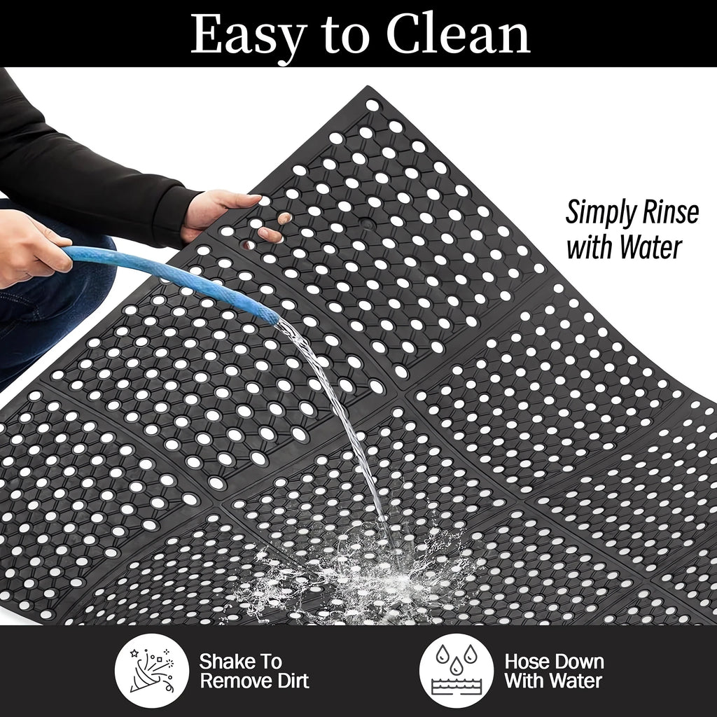 Black Non-Slip Rubber Kitchen Floor Mat H84353