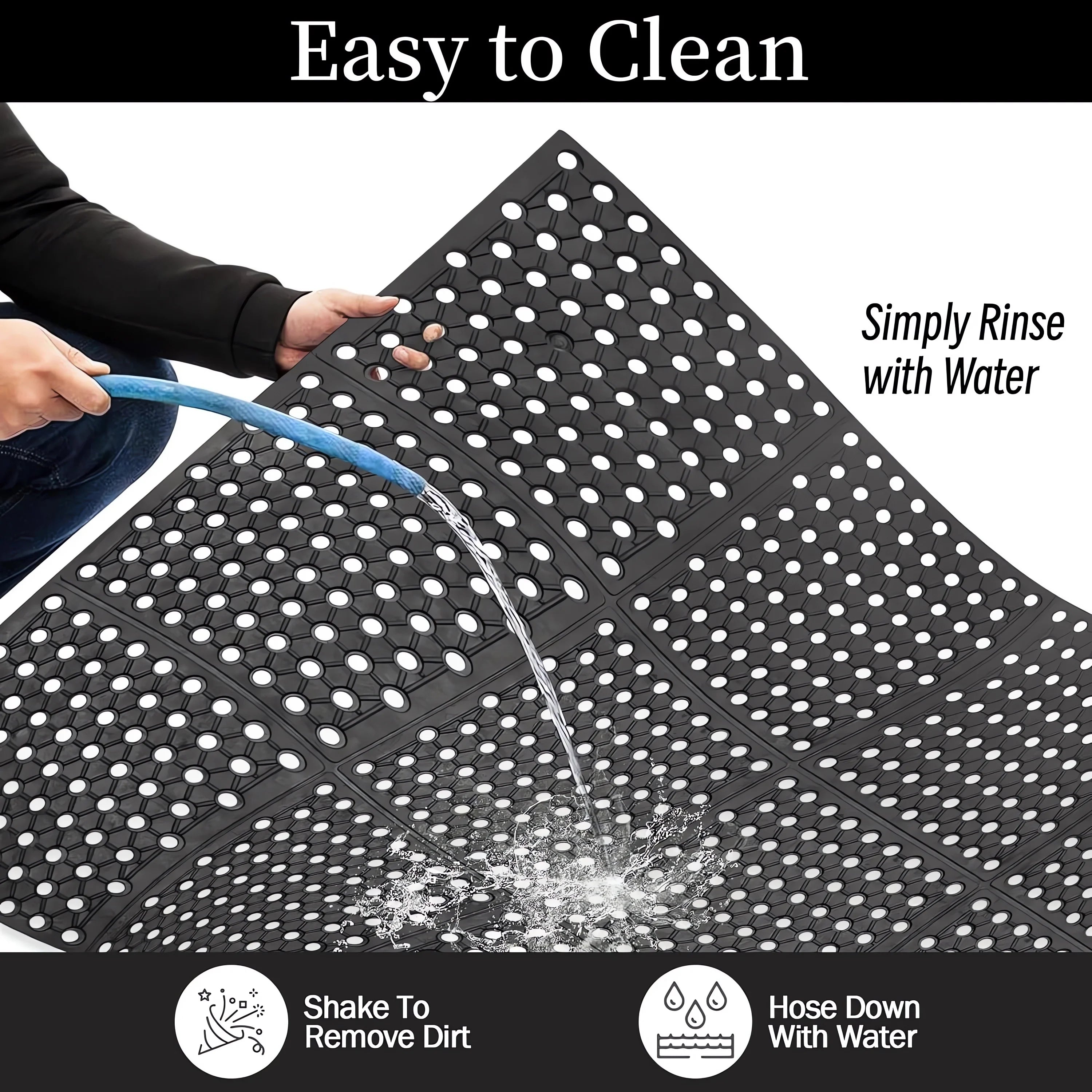 Black Non-Slip Rubber Kitchen Floor Mat H84353