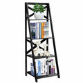 4-Tier Ladder Shelf Bookcase Storage Display - Black O6901