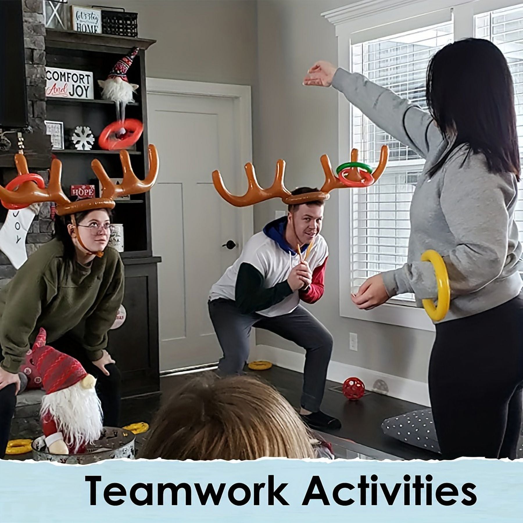 Inflatable Reindeer Antler Ring Toss Game with 4 Rings O7649