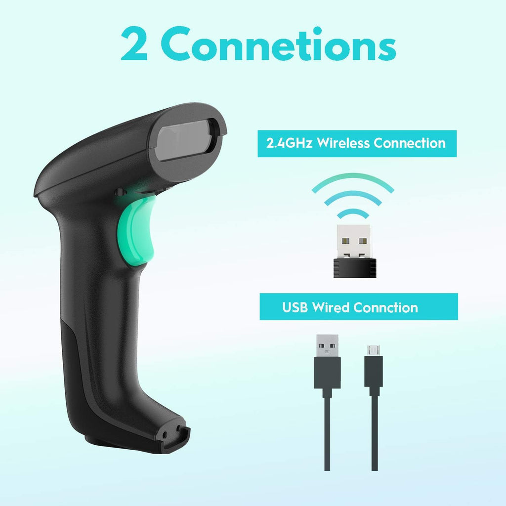 Wireless 2D Barcode Scanner with Stand, USB Cordless Bar Code Reader K7479