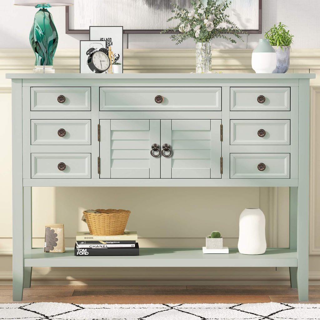 Console Table with Cabinet and 7 Storage Drawers F526