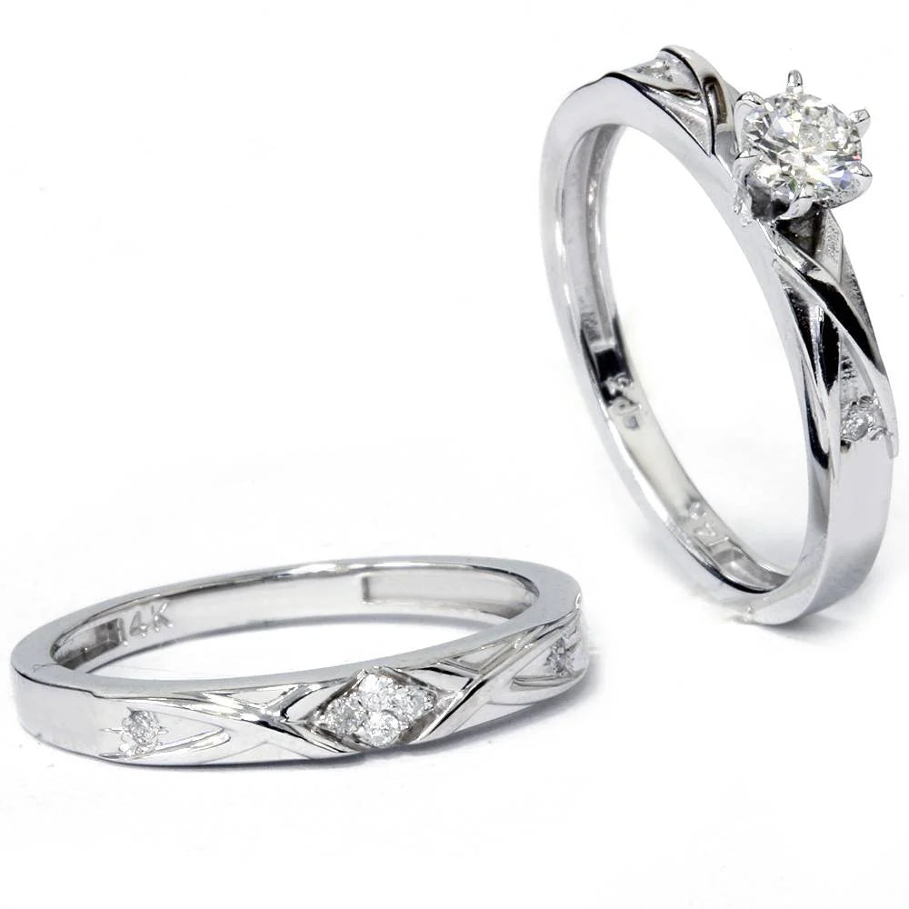 14K White Gold Diamond Engagement Ring Set L66774