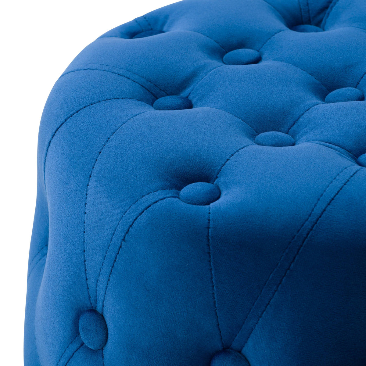 Blue Velvet Large Round Tufted Ottoman S8684