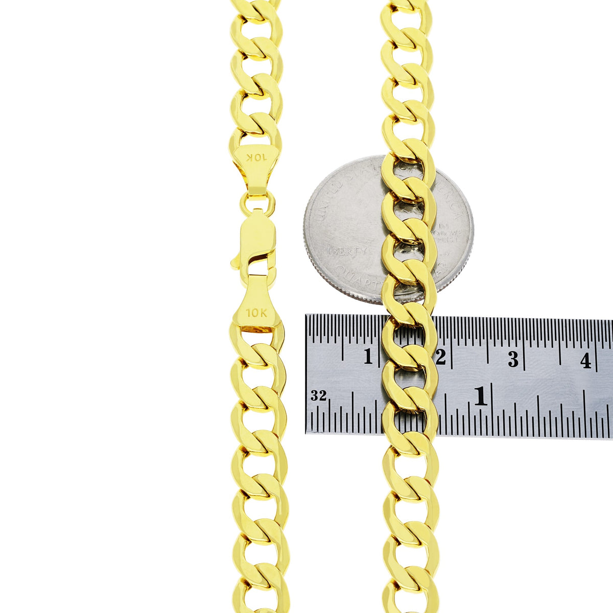 10k Yellow Gold 8mm Cuban Link Chain Bracelet X6676