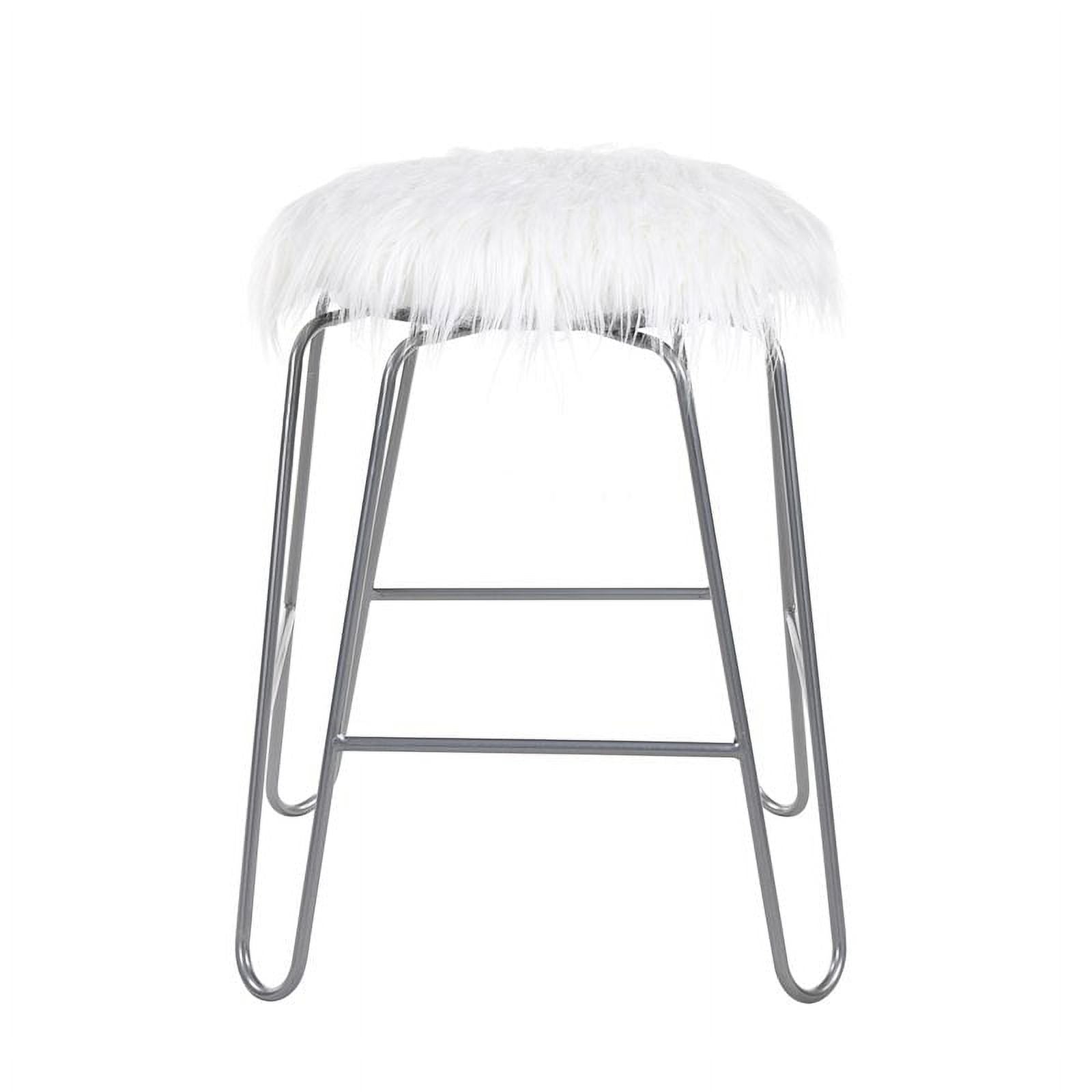 White Faux Fur Metal Vanity Chair P714