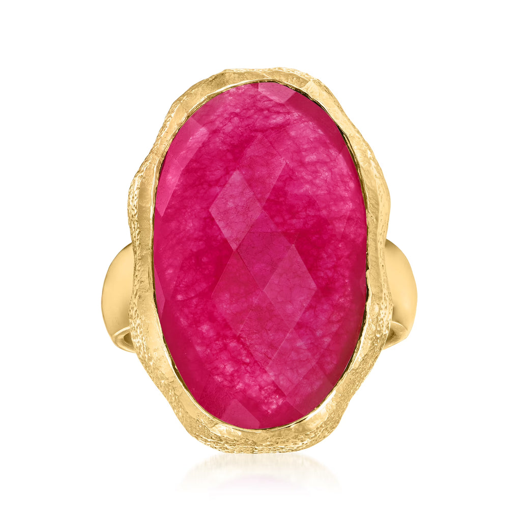 25.00 Carat Pink Quartz Ring in 18kt Gold Over Sterling C47925