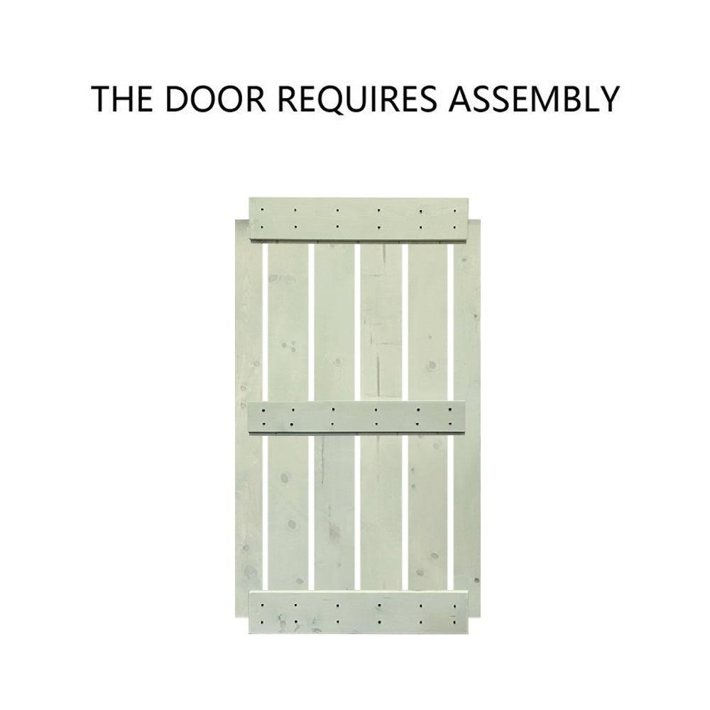 Jungle Green Stained Solid Pine Wood Interior Double Sliding Barn Door with Hardware Kit G7575
