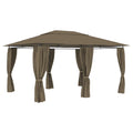 Taupe Outdoor Gazebo Canopy with Curtain Fabric Roof E401095