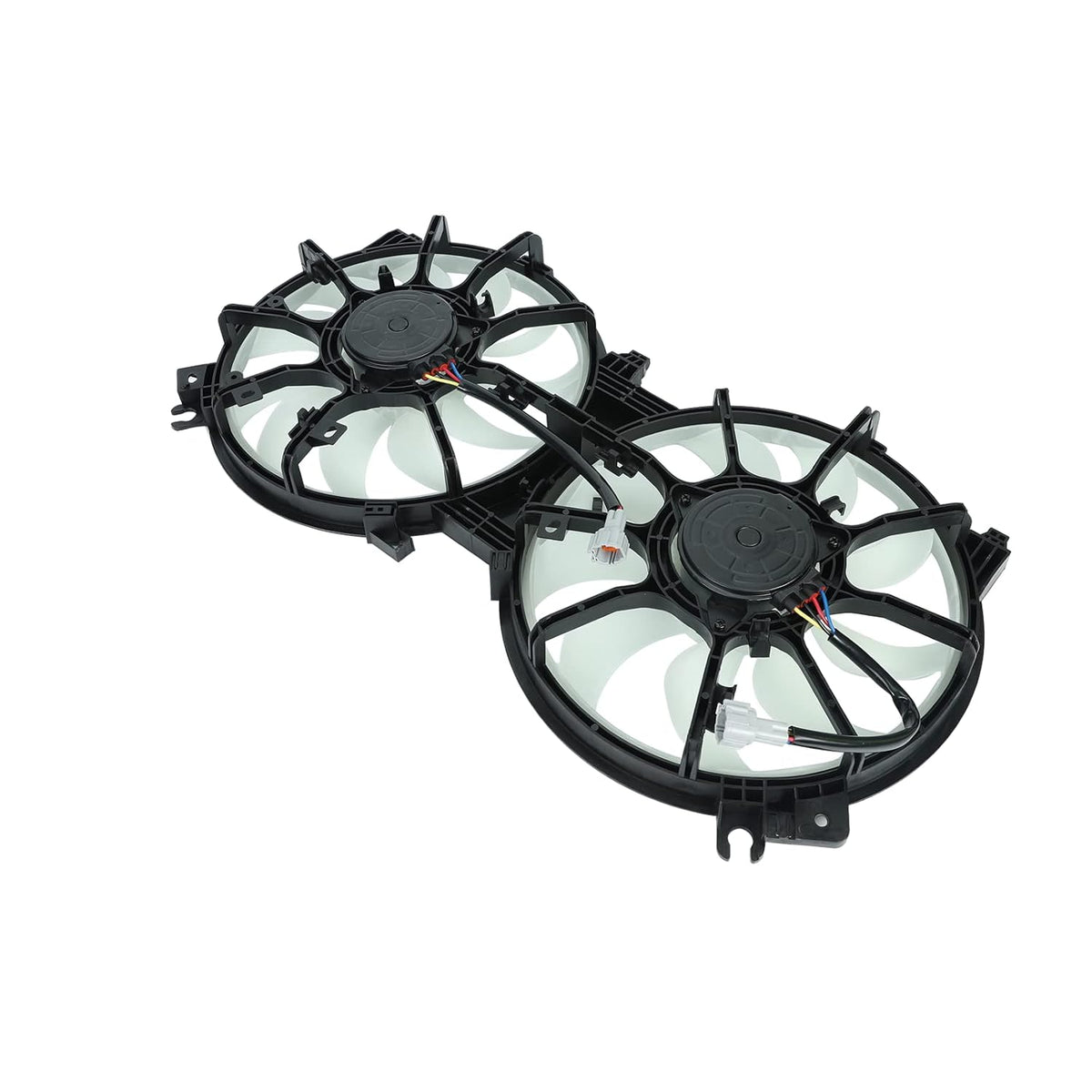 Dual Radiator A/C Condenser Cooling Fan Assembly 12V Black Slim Fan Pack of 2 D243762