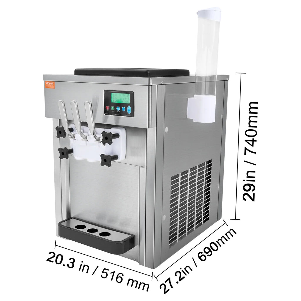 Commercial Soft Serve Ice Cream Machine 3 Flavor Countertop E838226