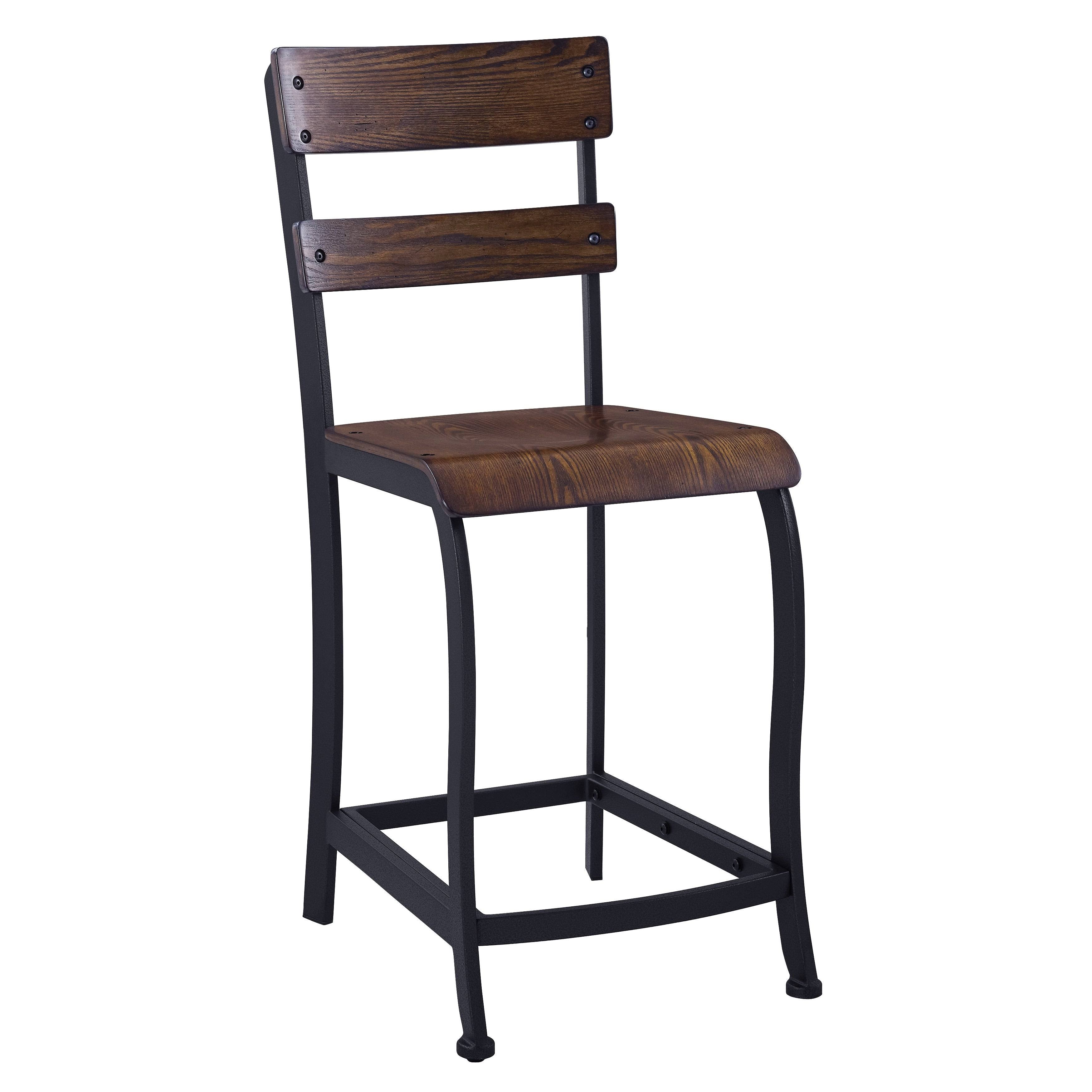 Brown Wood and Grey Metal Gathering Stools Set of 4 L896376