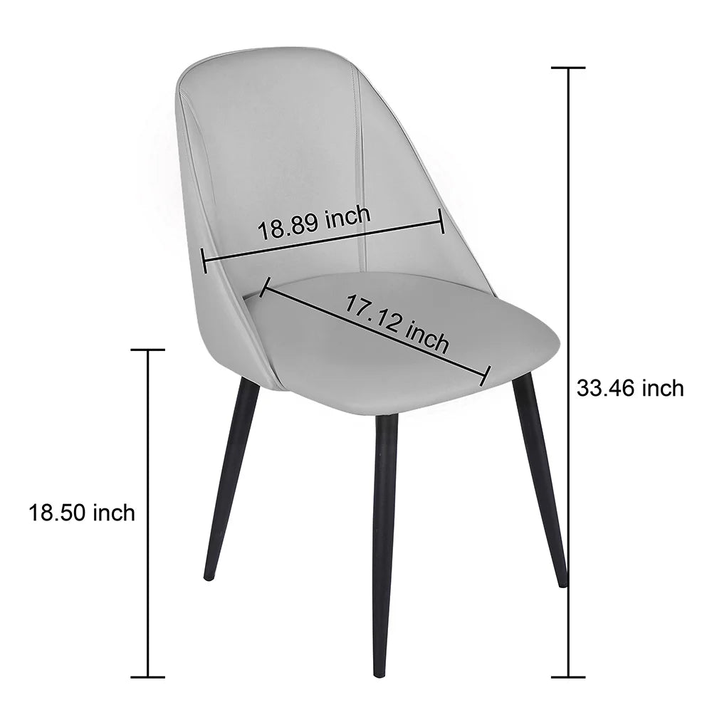 Retro Armless Vegan Leather Dining Chairs, off-Gray, Set of 4 P636