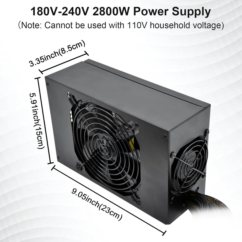 2800W ATX Mining Power Supply for 8 GPU Mining Rig PSU T983625