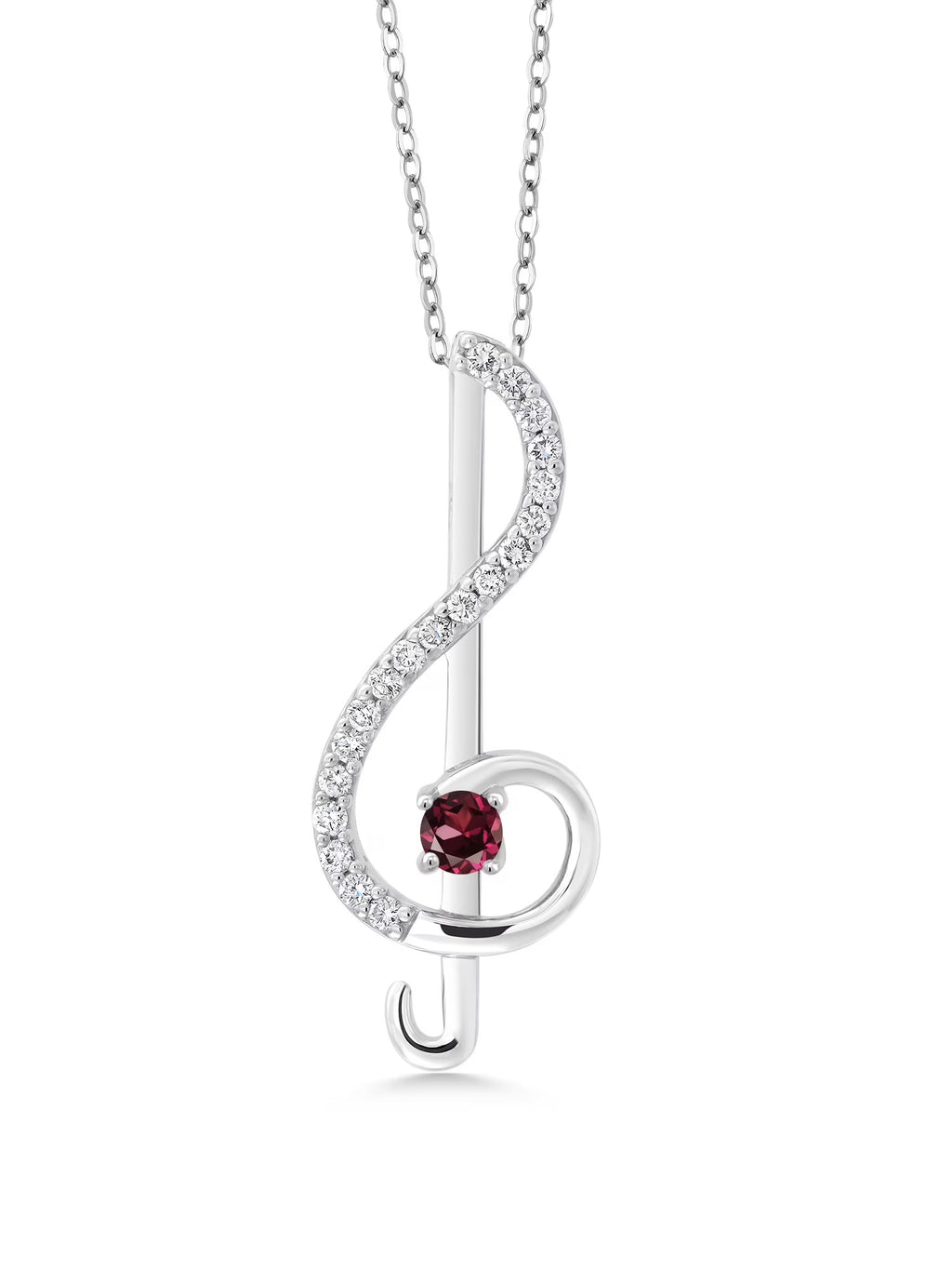 Treble Clef Music Note Pendant Necklace Set in 925 Sterling Silver with 18 inch Silver Chain F697275