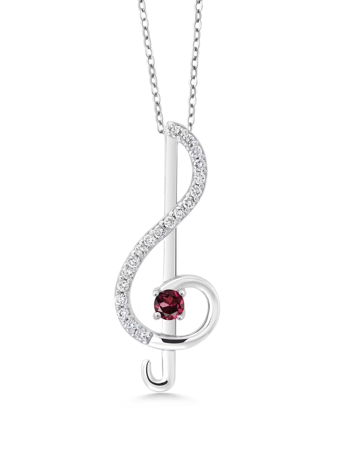 Treble Clef Music Note Pendant Necklace Set in 925 Sterling Silver with 18 inch Silver Chain F697275