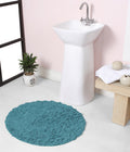 Blue 22" Round Cotton Bathroom Rug P383360