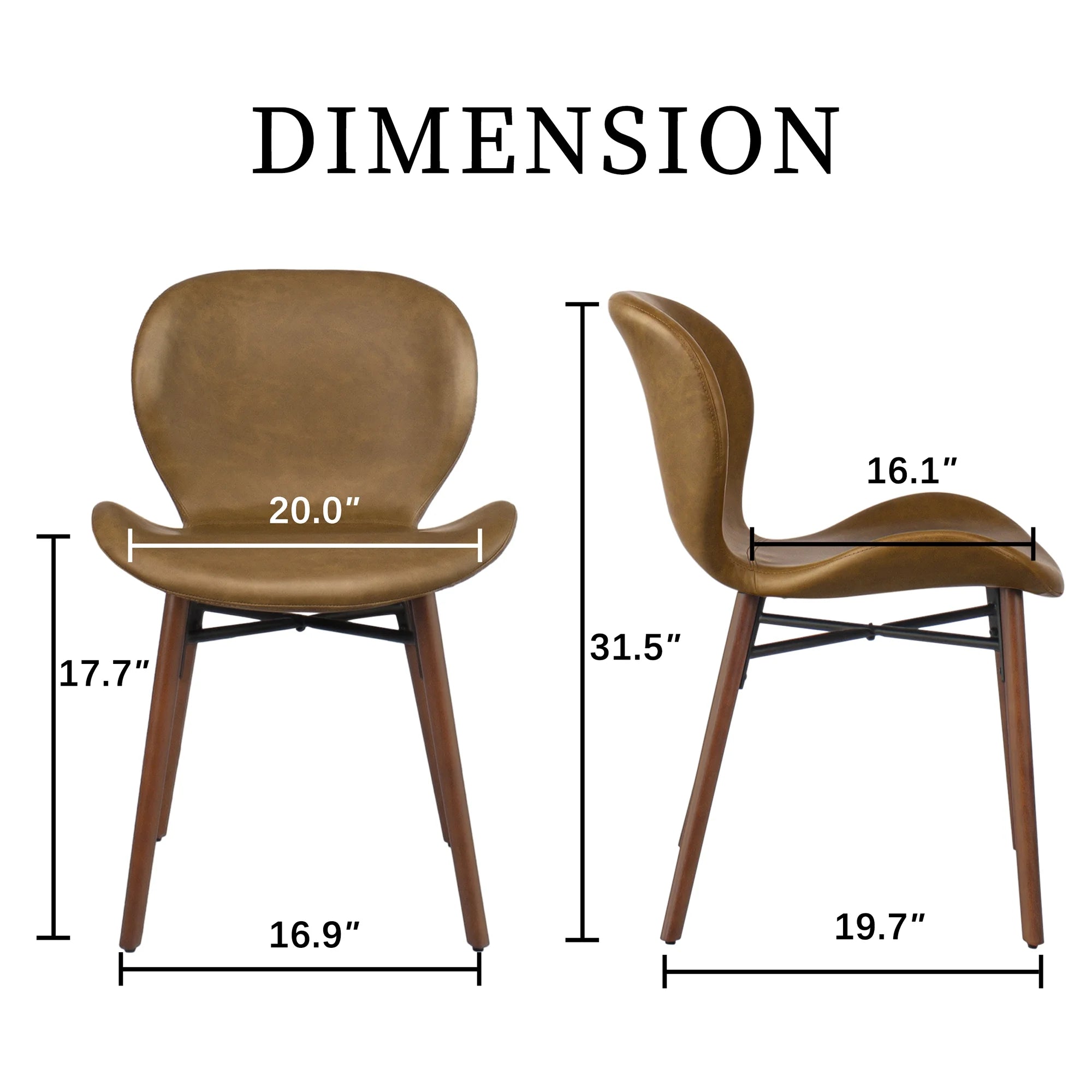 Brown Leather Dining Chairs Set of 2 P5583