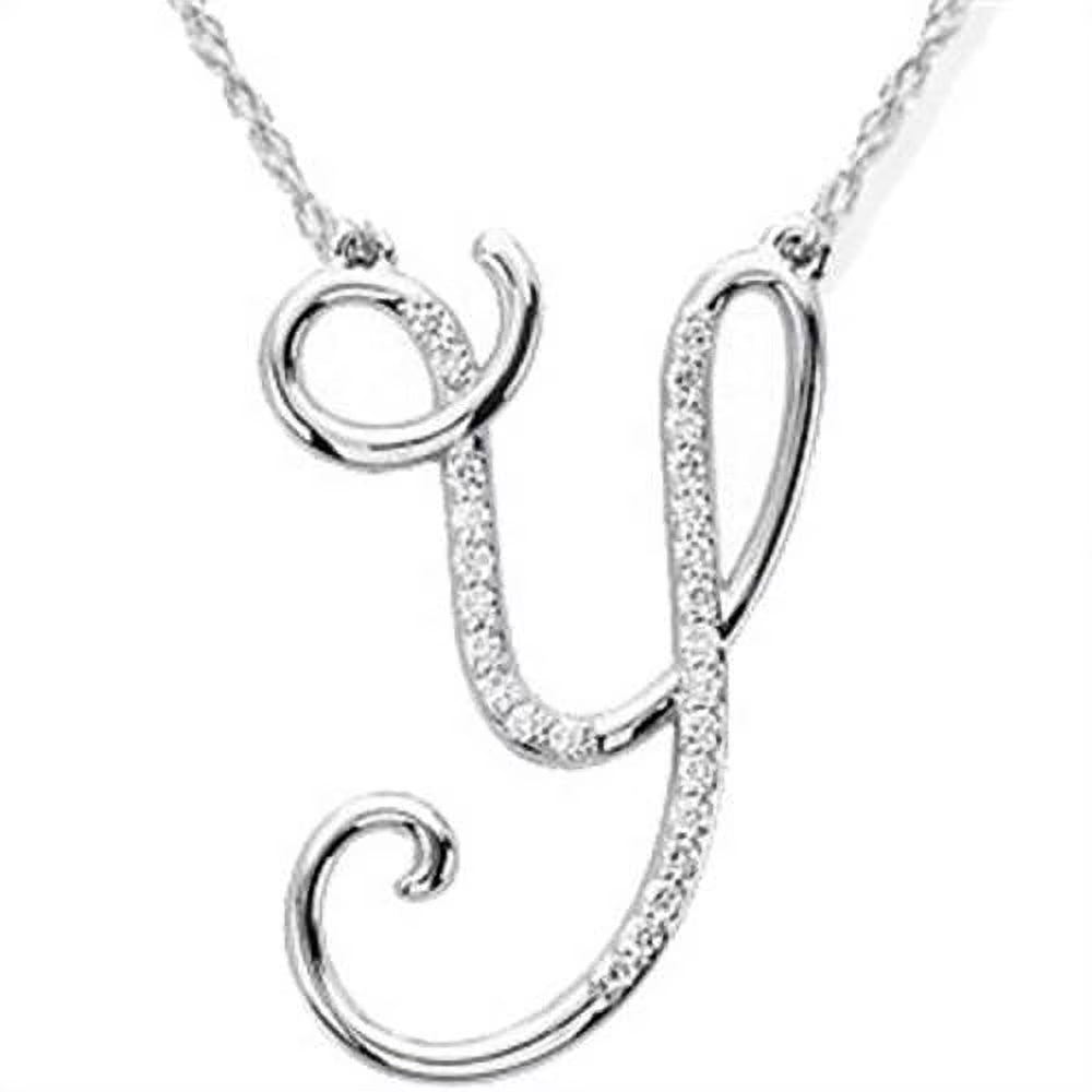 1/4ct Diamond "Y" Initial Pendant 18" Necklace 14K White Gold N9826