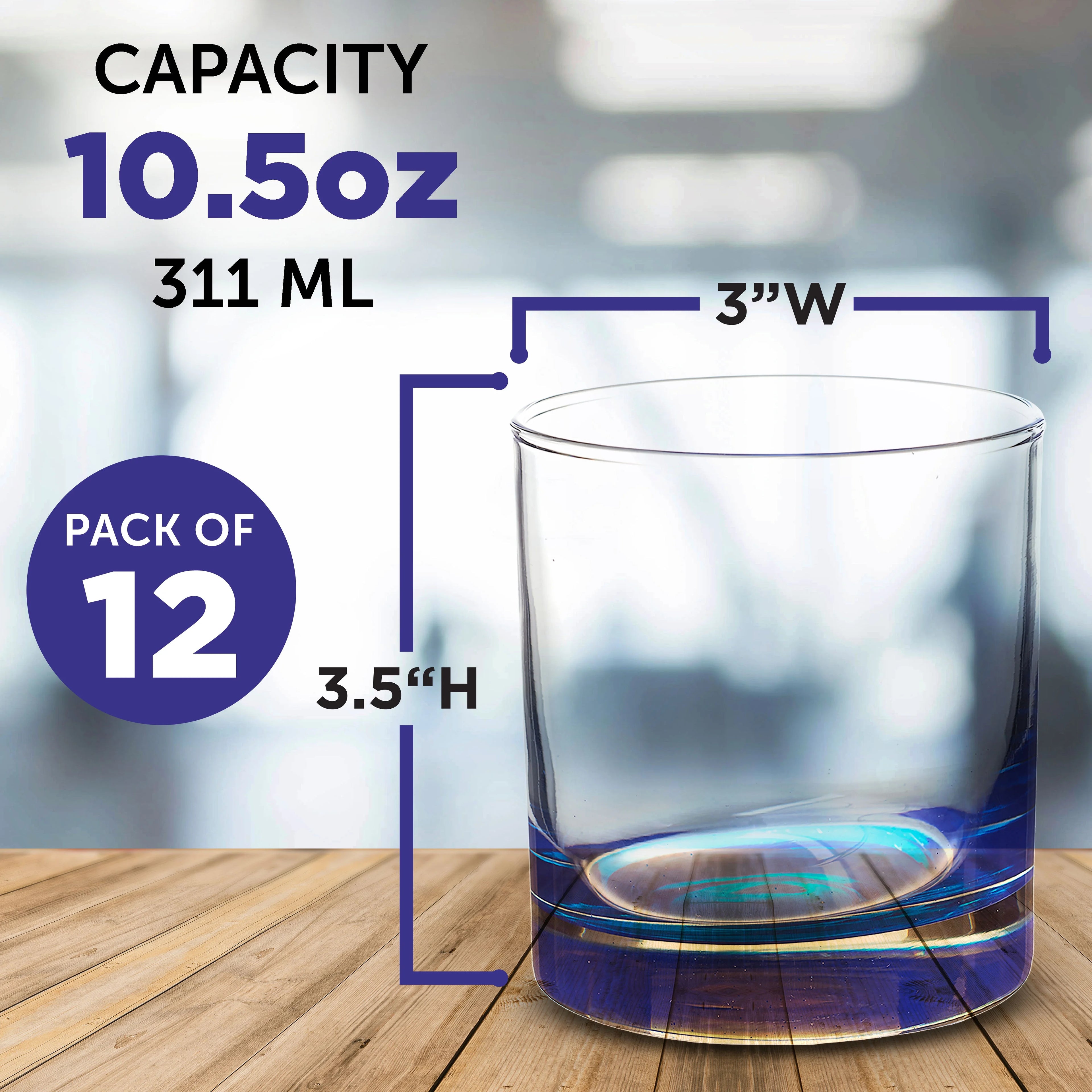 Blue 10.5 oz Whiskey Glass Set of 12 N210