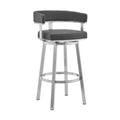 Faux Leather Swivel Counter Stool in Gray/Stainless Steel B268