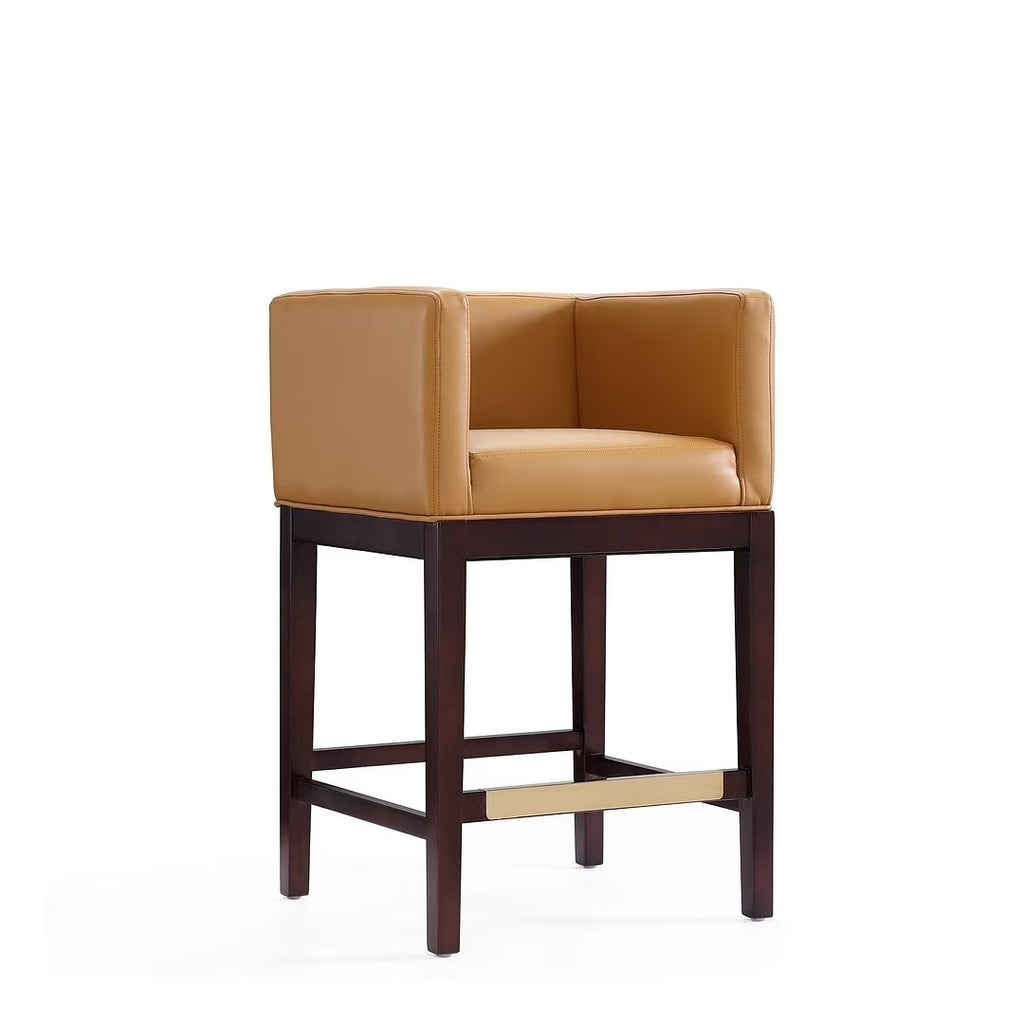 Camel and Dark Walnut Beech Wood Counter Height Bar Stool X273629