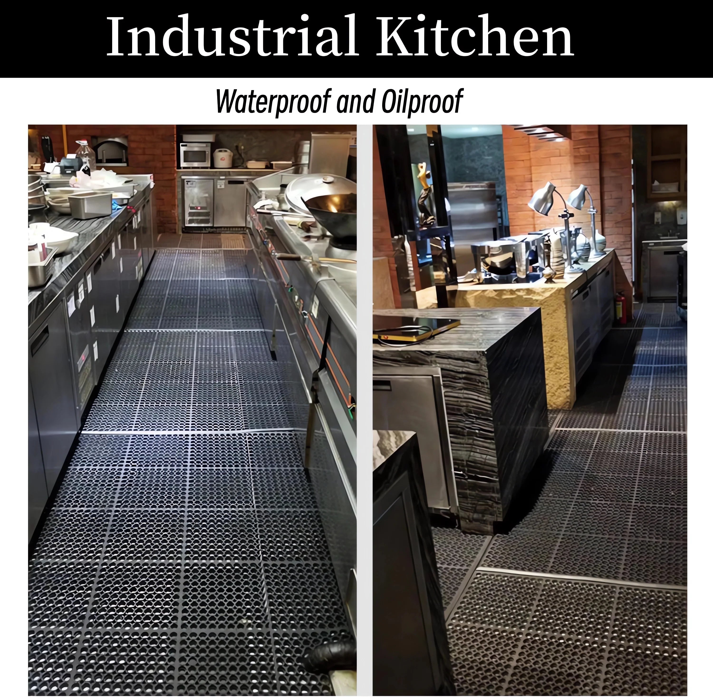 Black Non-Slip Rubber Kitchen Floor Mat H84353