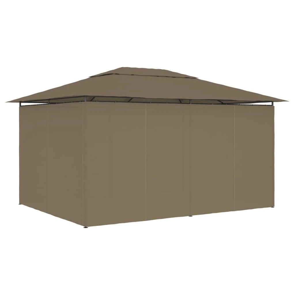 Taupe Outdoor Gazebo Canopy with Curtain Fabric Roof E401095