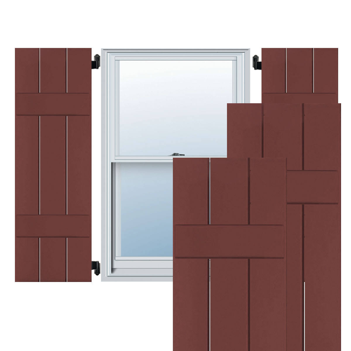 2-Pack 12-in W x 30-in H Cottage Red Board and Batten Wood Exterior Shutters T212023