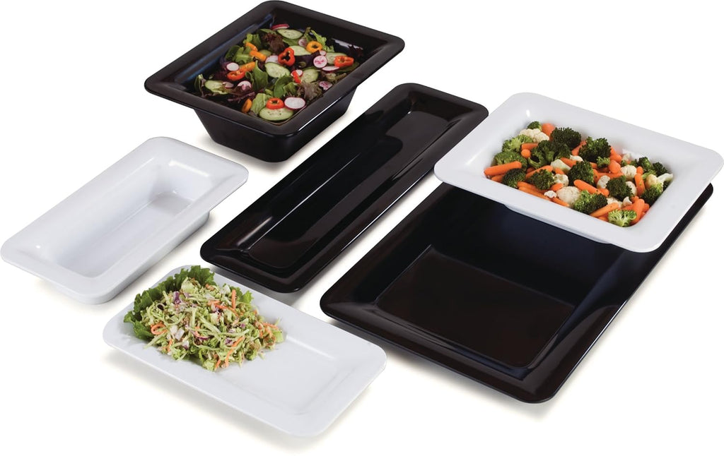White Melamine Full Size Food Pan, 4 qt Capacity, Case of 6 D58620