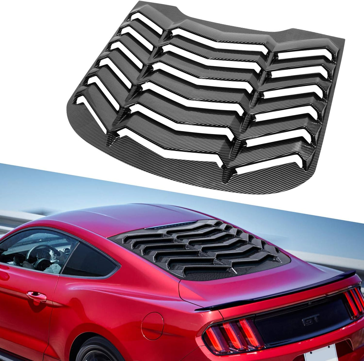 Carbon Fiber Rear Window Louvers for Ford Mustang N4779