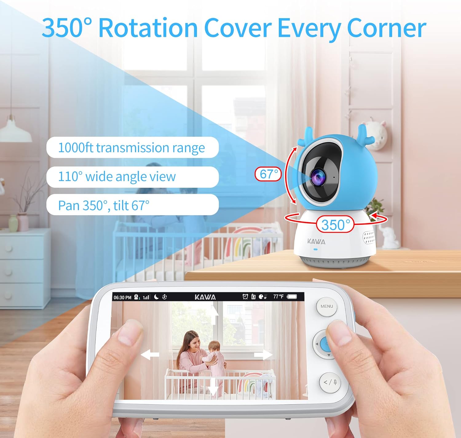5" 720P HD Video Baby Monitor with Night Vision and 2-Way Talk I184644