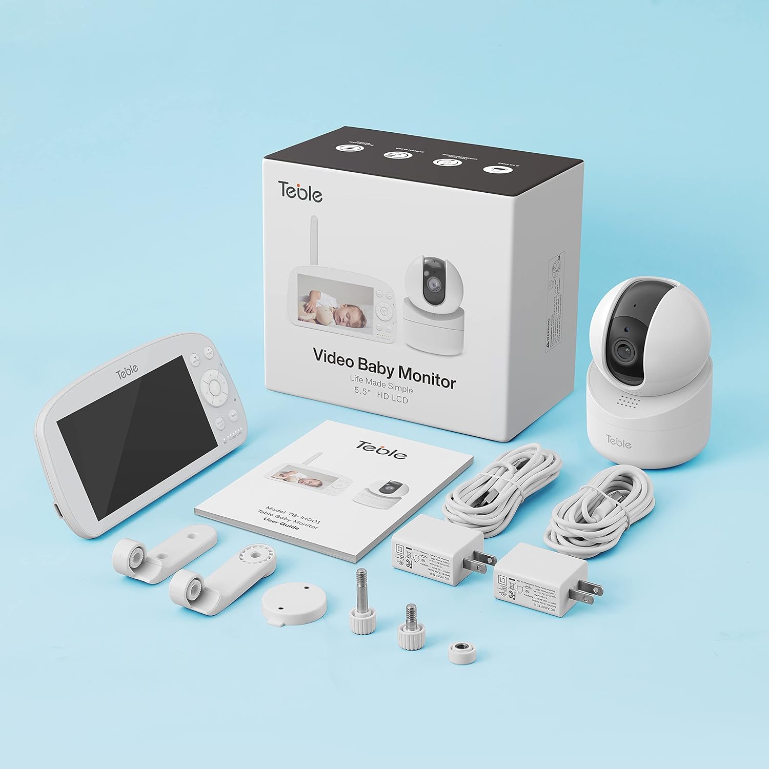 5.5 Video Baby Monitor with Camera and Audio, 720P HD Night Vision, 5000mAh Battery L949