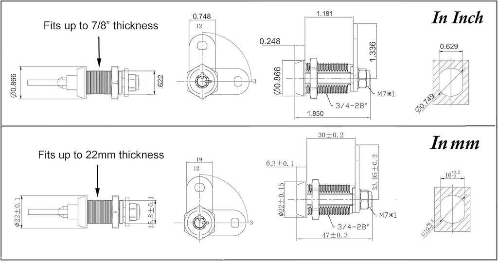 5/8 Inch Chrome Tubular Cam Lock, Pack of 10 A9129