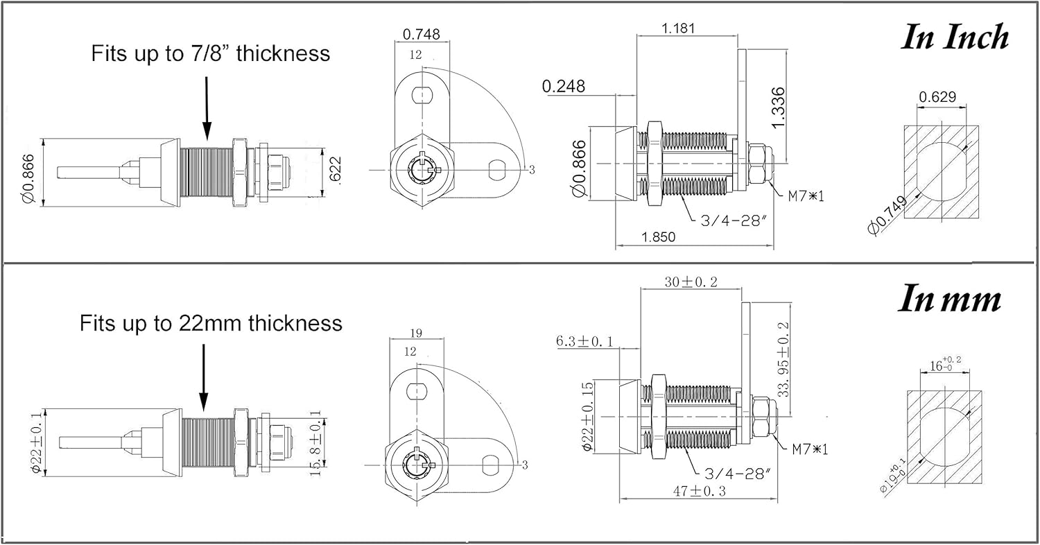 5/8 Inch Chrome Tubular Cam Lock, Pack of 10 A9129