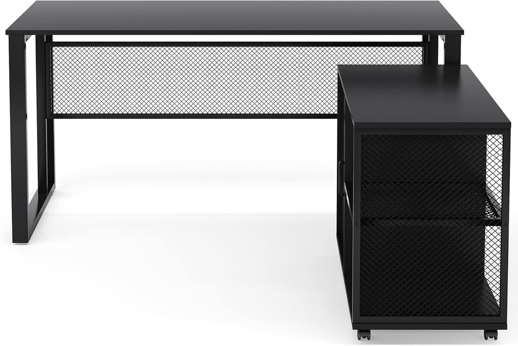 L-Shaped Computer Desk with File Cabinet M94470