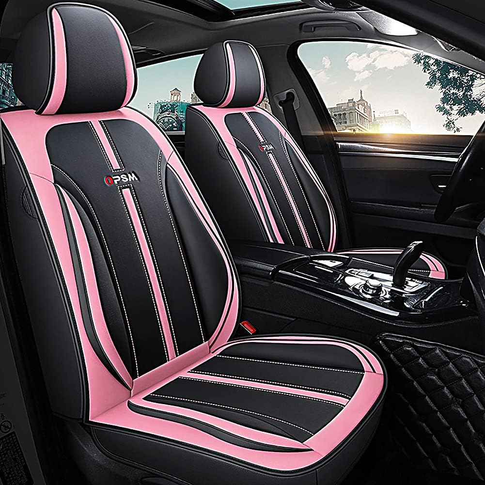 Black-Red Leather Car Seat Covers Full Set D367