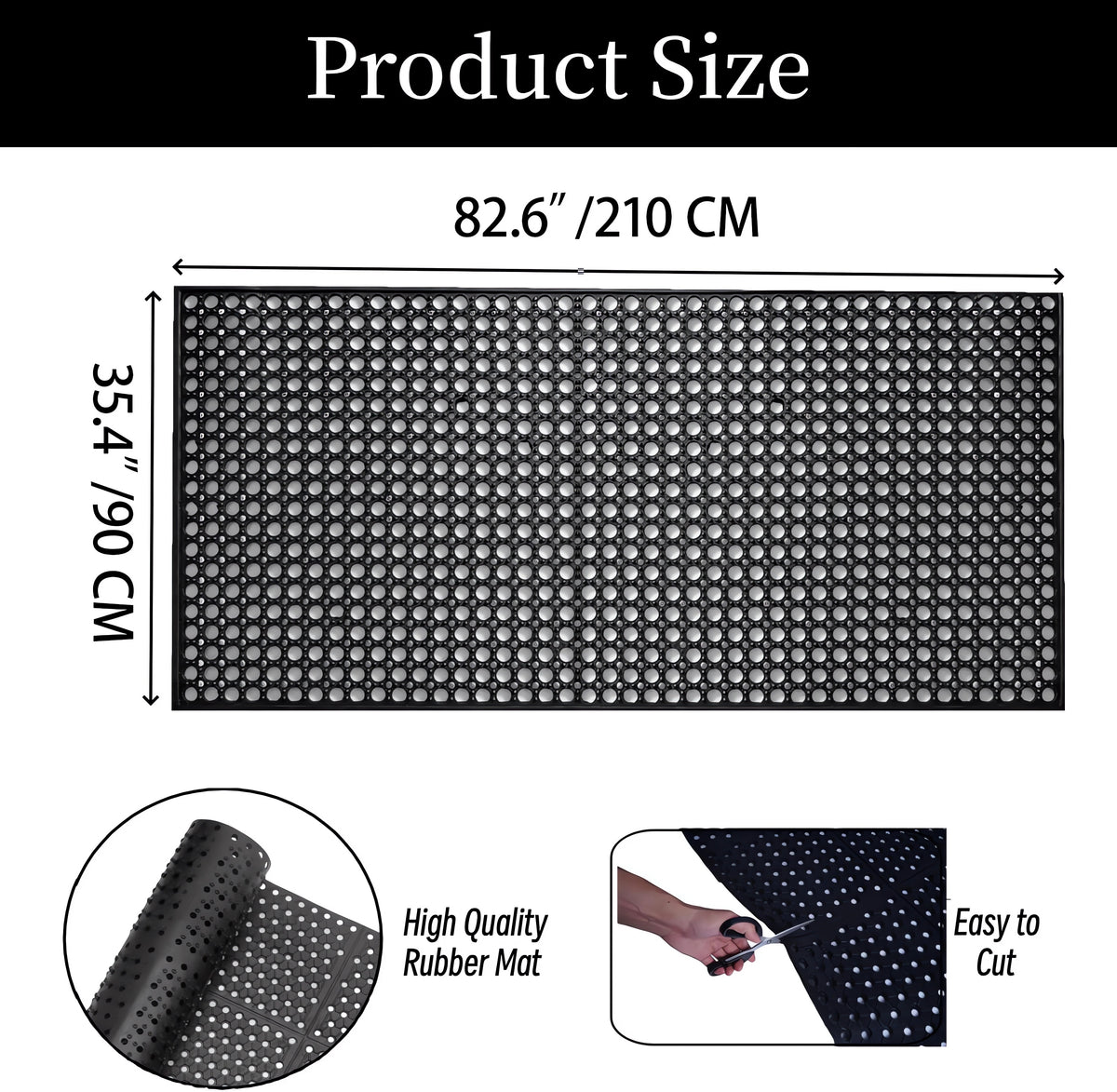 Black Non-Slip Rubber Kitchen Floor Mat H84353