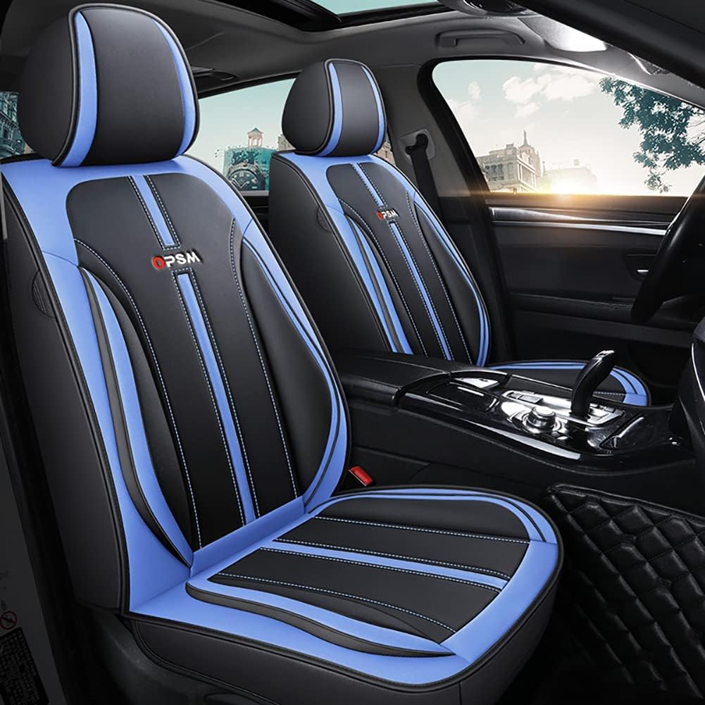 Black-Red Leather Car Seat Covers Full Set D367