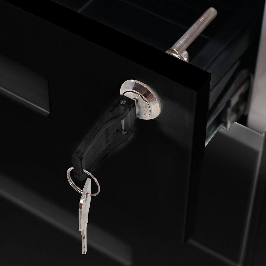 Black 3-Drawer Mobile File Cabinet with Lock and Keys R7353