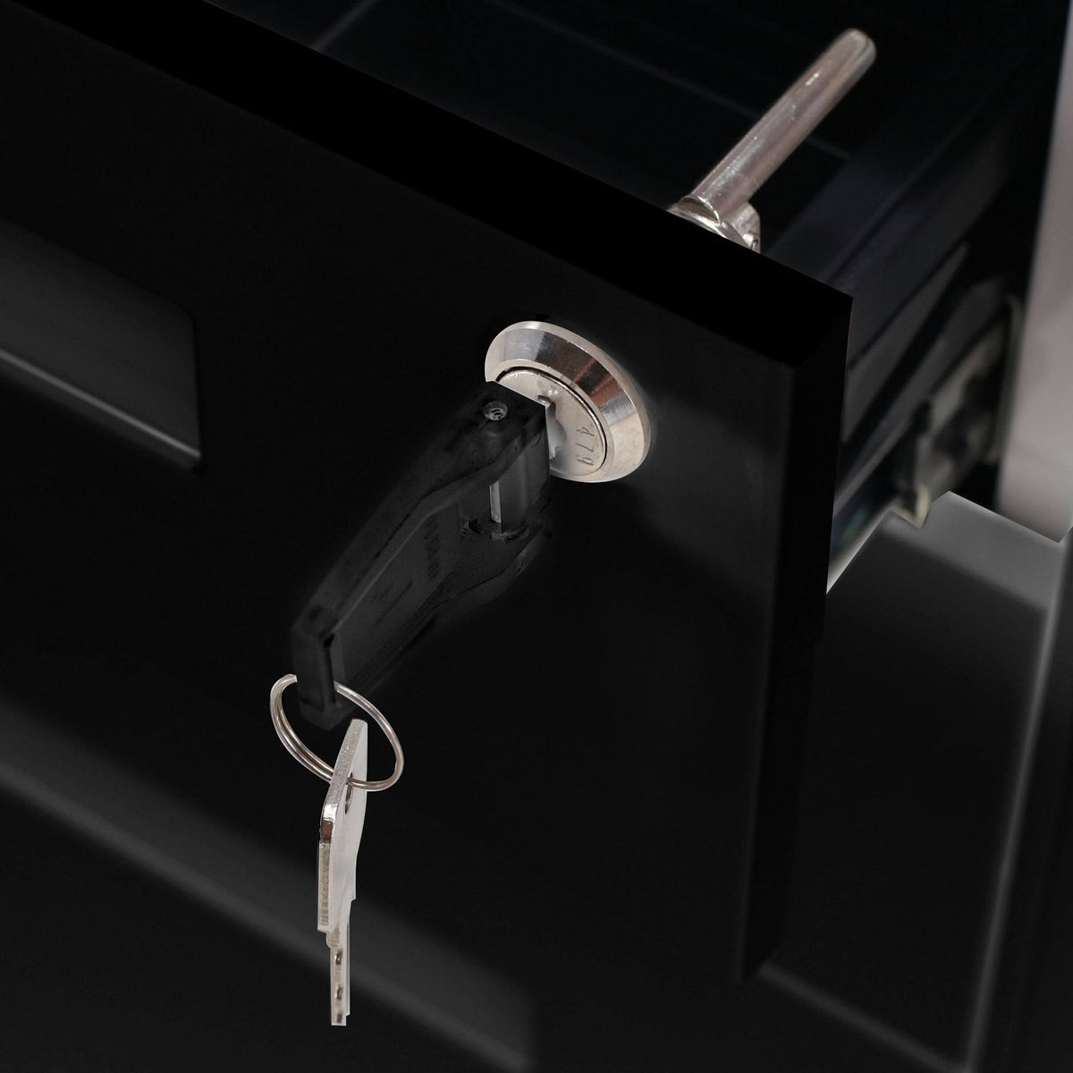 Black 3-Drawer Mobile File Cabinet with Lock and Keys R7353