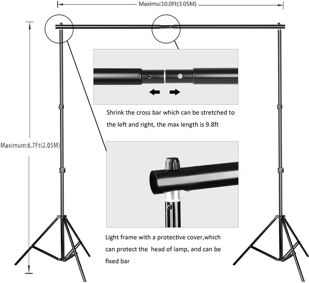 Photo Background Support System with Backdrop Stand Kit, 100% Pure Muslin 6.5 Ft x 10 Ft Chromakey Green Screen Backdrop, Clamp, Carry Bag P119464