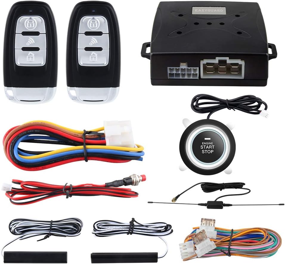 Passive Keyless Entry Car Alarm System Push Button Start Remote Start DC12V Y740