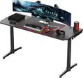 Black 60 inch Gaming Computer Desk with Carbon Fiber Surface R3719