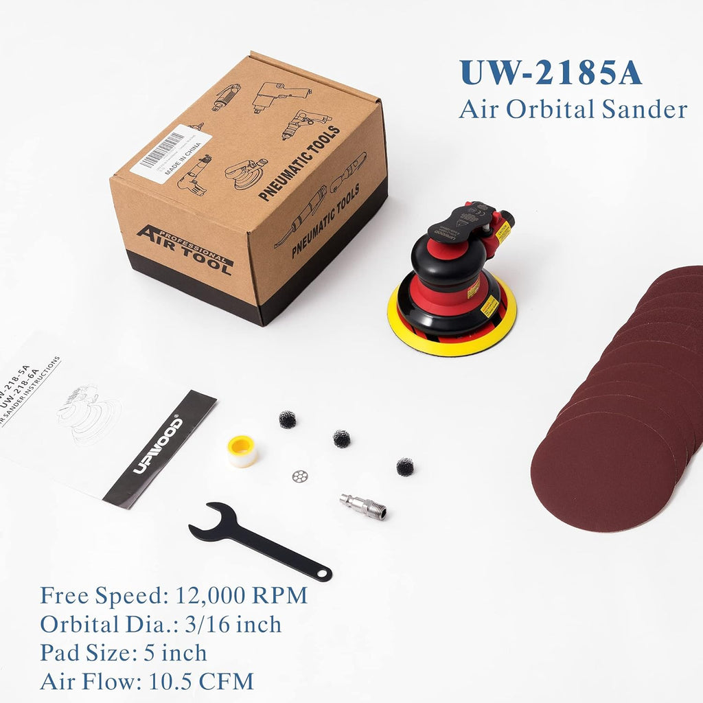 5 inch Air Random Orbital Sander, Dual Action Pneumatic Palm Sander, Pack of 2 K1009