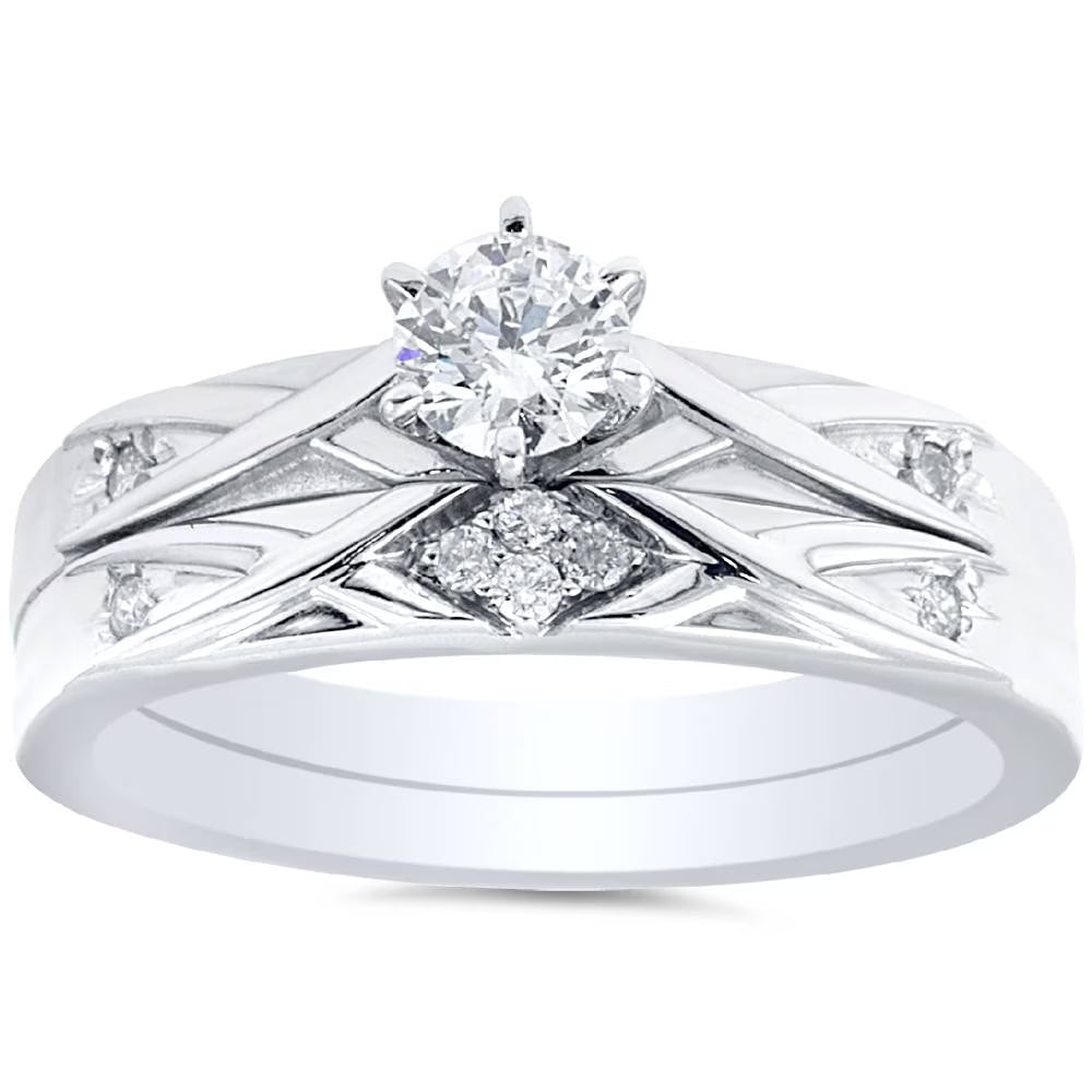 14K White Gold Diamond Engagement Ring Set L66774