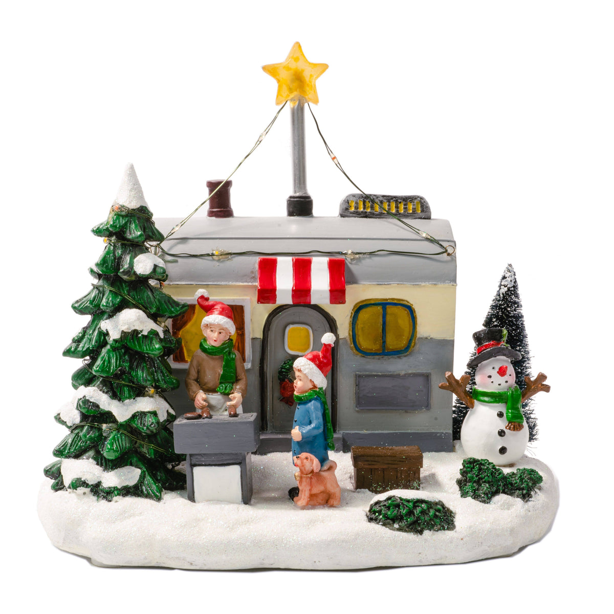 Grey Polyresin LED Christmas Camper H2972