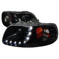 Black Smoke LED Projector Headlights Pair I2262